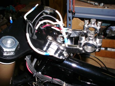 Routing the wiring up to the speedo and ignition switch.