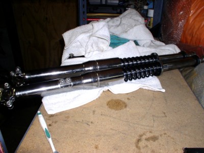 Front forks assembled