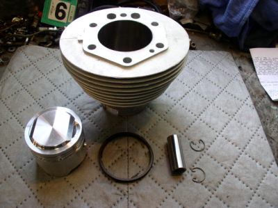 New cylinder, piston, rings, etc. 