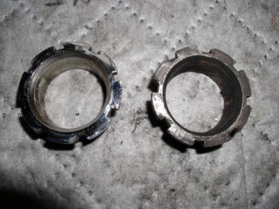 Headpipe nuts - cleaned on left